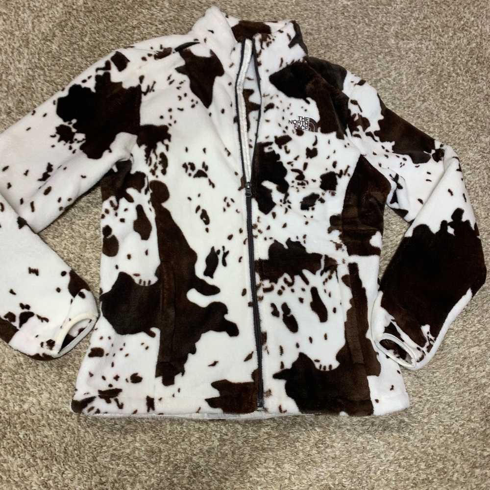 WOMENS XL RARE NORTH FACE FLEECE COW PRINT
